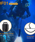 DF01 Scuba Diving Light 1500 Lumen Underwater Torch used by diver underwater