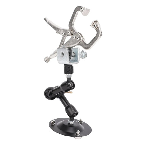 Adjustable Soldering Helper Third Hand Stand With Square Jaw Clamp, Handy Electronics Repair Aid For Stable Holding And Precise Soldering In Tight Spaces, Flexible Arm For Angles, A Real Pro Tool, metal clamp stand with black base