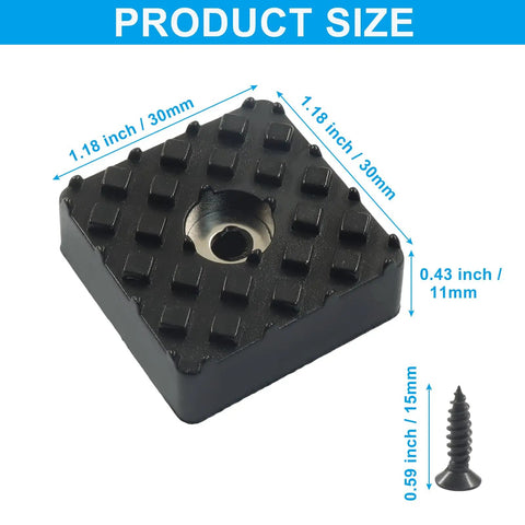Square Rubber Feet Furniture Pads 25 Pack 1.18 Inch Non Slip Screw On Chair Leg Protectors with size dimensions and screw