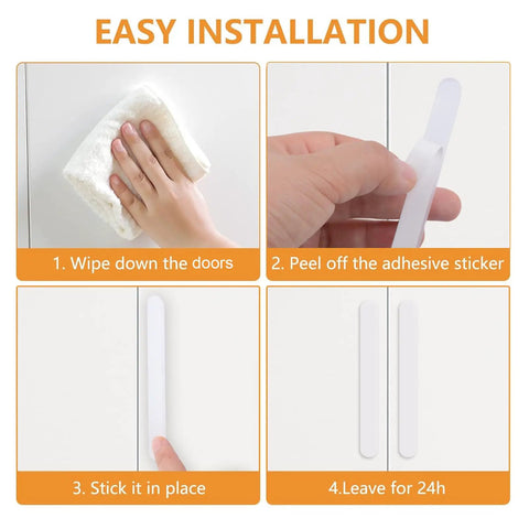 Step-by-step installation of Acrylic Self Adhesive Push Pull Handles 4 Pack For Cabinets Drawers Dresser Glass Doors And Windows Matte Finish 110mm No Drill Easy Install Waterproof Durable With Strong Grip