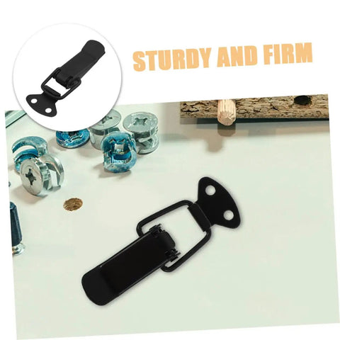 Four Pack Toggle Clamp Latch Kit with Medium Spring Loaded Lock Clips for doors, black iron quick release fasteners