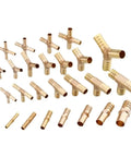 Brass Hose Barb Fitting Cross Tee Elbow Straight Y Splitter Connector For Garden Hose Two Way Three Way Four Way Fittings In Four Five Six Eight Ten Twelve Fourteen Sixteen Nineteen Twenty Five Millimeter Sizes Durable Corrosion Resistant brass hose barb fittings set