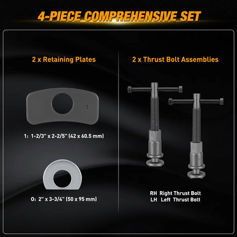 GOOACC 22-piece disc brake caliper compression tool set, includes two retaining plates and two thrust bolt assemblies.