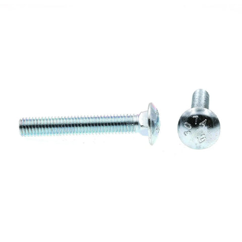 3/8 In 16 Carriage Bolts, 2-1/2 In Long, Smooth Round Head With Square Shoulder, A307 Grade Zinc Plated Steel, 25 Pack
