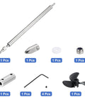 RC Boat Drive Shaft Kit With 200mm Shaft, 25mm Sleeve, 36mm Propeller Trio And Coupling Joint For 4mm Motor Shafts, stainless steel