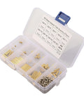 270 Piece M2 Brass Standoff And Nut Assortment Kit For Electronics PC Builds And Robotics With Rust Resistant Brass Threads For Easy Precise Mounting And Height Adjustment, open organizer box