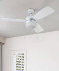 Barcadero Modern 44 Inch Ceiling Fan With Light LED Indoor Fan Three Blades White Finish Pull Chain Control For Lights And Speed