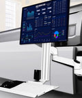 Heavy Duty Wall Monitor Mount For Industrial Electronics And Tight Desk Setups Featuring Smooth Adjusting Arms Built Like Iron setup with monitor.