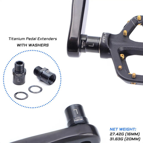 Titanium Bike Pedal Extenders 16mm and 20mm With Washers For Nine Sixteenth Inch Threaded Pedals Boost Comfort On MTB BMX Road