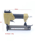 Heavy Duty Oil Free Pneumatic Staple Gun F32 Brad Nailer Air Powered Finishing Tool side view showing dimensions and grip design