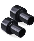 Two Pack Reducer Adapter Set From Two And A Half Inch OD To One And A Half Inch OD For Dry And Wet Vacuum Hoses in black plastic