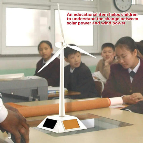 Kids STEM Solar Wind Turbine Model For Fun Hands On Learning And Desk Decor 3D Windmill Generator Toy on classroom desk