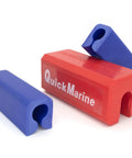 Transom Saver For Boats With Single Ram Outboard Motors And Two Piece Trailering Motor Locks In Rubber EPDM Red