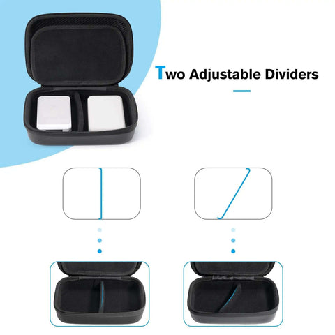 Kickass Hard EVA Tech Organizer Case Keeping Your Macbook Charger Power Bank Mouse Earbuds Cables And Doodies Safe In A Sleek Compact Black Shell with adjustable dividers.
