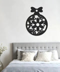 Black Steampunk Gear Pocket Watch Bow Metal Wall Art Decor For Industrial Home With Nature Themed Cabin Forest Farm Wildlife Scenes Sculpture mounted on a wall above a bed.