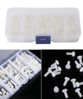 Built Tough Top Shelf M2.5 Hex Nylon Standoff Spacer Kit Featuring 200 Pieces Of Assorted Male And Female Mounts Screws And Nuts For Professional Tech Builds Daily, organized in a clear storage case.