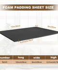 Six Pack Adhesive Neoprene Foam Sheets One Eighth Inch Thick Twelve By Eight Inch displaying size dimensions for soundproofing and vibration dampening.