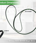 Beefed Up Dryer Drum Belt Replacement For Samsung Washers 6602001655 showing dimensions 92 inches long and 5/16 inch wide