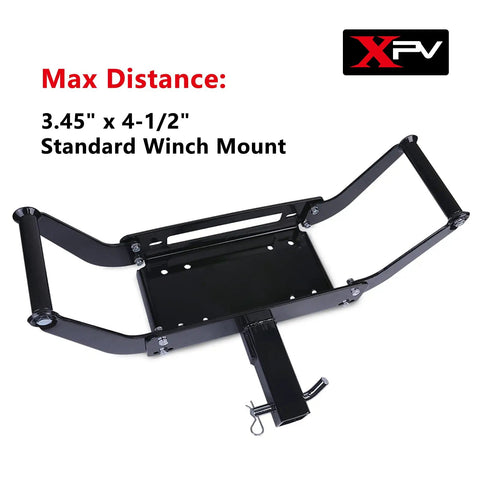 Universal Winch Mounting Plate For 2 Inch Receiver Beefy Heavy Duty Trailer Hitch Cradle Bracket Fits Most Standard Winches Up To 13,500 Lbs displayed on white background