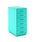 Colorful Metal Mobile File Cabinet With Six Drawers On Wheels Blue Modern Office Storage Cart For Home And Office Big Drawer Space Smooth Glide Rails Durable Steel Build Keeps Papers Organized And Looking Sharp in blue color.
