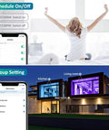 Person showing scheduled control for lighting and remote group setting of 6 Inch Smart Recessed Lighting Kit with WiFi 15W 1100LM.