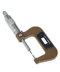 Pro Grade Small Head Thin Rod Mechanical Outer Diameter Micrometer For Spline Shafts And Tight Slots 0 To 25 Mm Range with clear measurements.