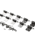 Complete All In One Set Of 10 Self Closing Overlay Flush Cabinet Hinges In Cold Rolled Steel With Polished Chrome Finish Includes 50 Screws