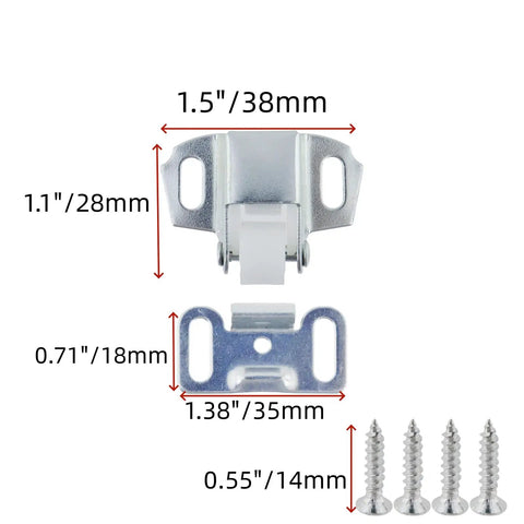 8 Pack Mailbox Door Replacement Spring Catch Latch Hardware With Screws dimensions shown in inches and millimeters