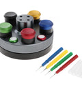 Pro Grade Watch Oil Dish Tool Kit with Five Dishes and Four Pens Rotating Holder for Easy Watch Repair