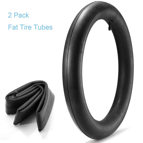 Two Pack 20x4 Fat Tire Inner Tubes With Schrader Valve. Premium butyl rubber, built tough for 20 inch fat tire ebikes compatibility.