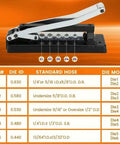 Heavy Duty H8 Hose Crimping Kit For Desk Or Portable Use With Five Die Sizes Chart and Tool Image
