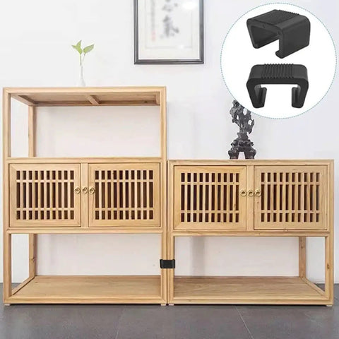 Black rattan furniture clips connected on wooden furniture, Rattan Furniture Clips 8 Pack For Outdoor Wicker Sofas Easy To Install And Remove Sofa Fasteners Black Alignment Clamps For Patio Sectional Office Desk shown.