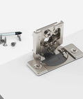 Tough As Nails Soft Close Cabinet Hinges 30 Pack Half Overlay Concealed Door Hardware Adjustable Brushed Nickel Fittings close-up view with screws.