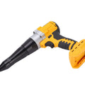 Get A Crazy Powerful 20v Cordless Rivet Tool Kit With Brushless Motor High Torque And Led Light For Tight Spaces That Makes Long Work Sessions Easy Slay Your Projects Without Any Cords Getting In The Way Today Right Now. yellow and black cordless rivet tool with conical nozzle