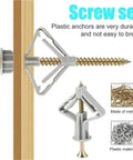 Self Drilling Drywall Anchors Kit For Plasterboard Hollow Walls With Screws, Easy Install Tool Free Mounting Dowel Anchors Set