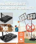 Backyard Portable Adjustable Basketball Hoop System for Indoor Outdoor Play shown with enlarged fillable base for stability