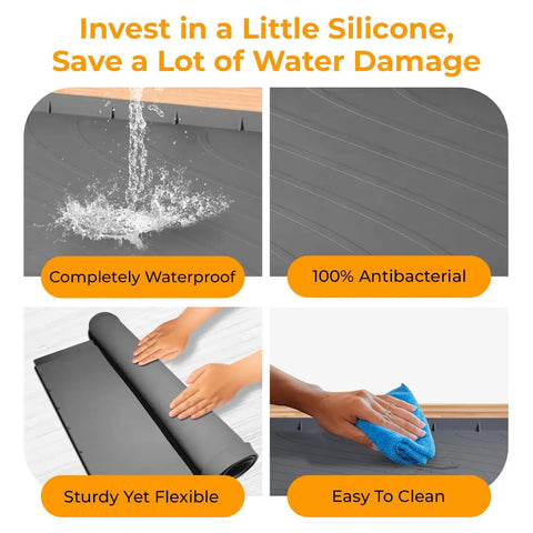 Under Sink Mat for 36 Inch Standard Cabinets Durable Silicone Drip Tray 34 by 22 by 1 Inch Waterproof Kitchen Organizer features
