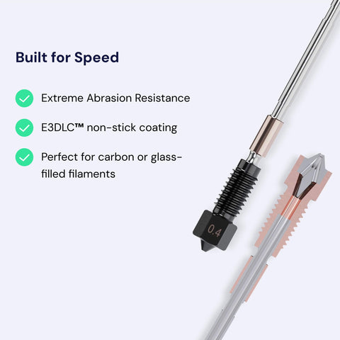 Close-up of High Flow 0.6mm Prusa Nozzle For MK4 XL 3D Printer ObXidian Brass Variant with abrasion resistance features