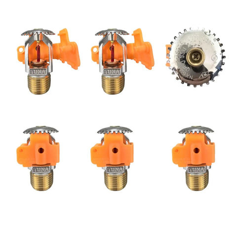 Top Tier Quick Response Upright Fire Sprinkler Head With Half Inch Npt Connection And 155 Degree F Glass Bulb Trigger For Badass Property Protection in Sleek Chrome Plating, showing multiple angles.