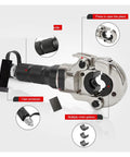 Beefed Up Heavy Duty Hydraulic Pipe Crimping Tool for Warehouse Use, Non Slip Handle, Large Piston Diameter, Durable Abrasive Tools, Flexible Valve, Secure Grip, One Color Finish, close-up with fast connector