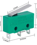 KW4 3Z 3 Miniature Microswitch With Green IP40 Waterproof Housing Tripod Roller SPDT NO NC 5A At 250VAC Ideal For Electronic Devices Gear DIY Projects Robotics Automation Automotive And Home Appliances, green body with silver lever