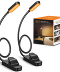 Clip On Rechargeable Book Light Set 2 Pack For Bedtime Or Late Night Reading LED Reading Lights with packaging.
