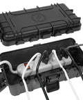 Medium Outdoor Electrical Box Weatherproof Cover built tough for power strips and multi plug adapters, IP54 rated, open view