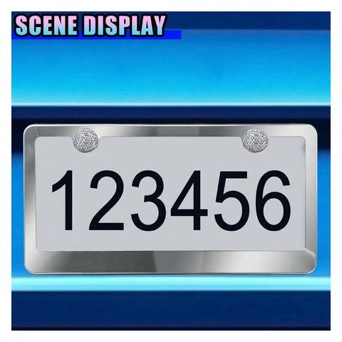 Fresh Bling Car License Plate Screws And Caps Kit Featuring Slick Anti Theft Bolts For Every Ride Premium white gem topped bolt on a car plate.