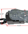 4 Pack 1 Inch By 10 Foot Bolt On Retractable Ratchet Straps With Coated S Hooks showing dimensions and mechanism details.