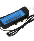 Ranch Ready Heavy Duty Electric Fence Voltage Tester Highlighting Eight Bright Neon Readings From 600 To 7000 Volts with display and probe.