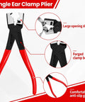 Single ear clamp plier with red anti-slip grips from 5 Piece Auto Electrical Disconnect Pliers Kit With Connector And Terminal Removal Tools For Wire Harness Hose Clamp Pliers Trim Clip Pliers Sensor Plug Tools And Storage Bag A Handy No Hassle Car Electrical Repair Kit