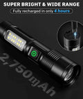 Close-up of Two Pack Rechargeable LED Flashlights That Crank Out 990000 Lumens With Adjustable Beam, showing charging port