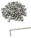 Top Shelf Stainless Steel 304 M5 X 6Mm Hex Socket Button Head Cap Screws Bolt Kit with key and screws in a pile.
