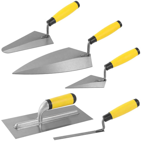 Masonry Hand Tool Set With Concrete Trowel Kit Including Brick Trowel Pointing Trowel And Edging Trowel Soft Grip Handle Tools For DIY And Pros Pro Grade Lightweight Iron Construction For Durable Masonry Finishing displayed on white background
